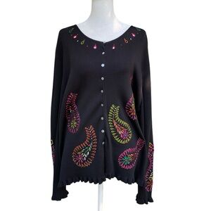 Yarns & Stitches Colorful Embroidered Cardigan